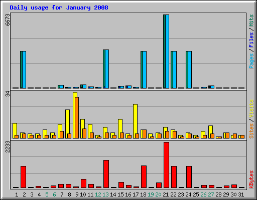 Daily usage for January 2008