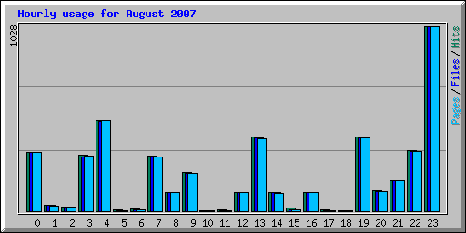 Hourly usage for August 2007