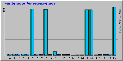 Hourly usage for February 2008